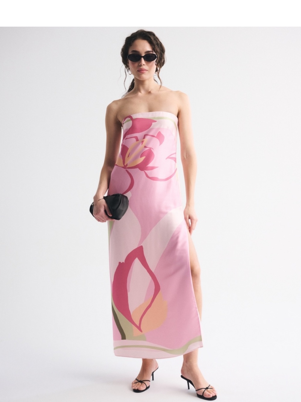 A&F Julia Strapless Pink Floral Maxi Dress size Small NWT